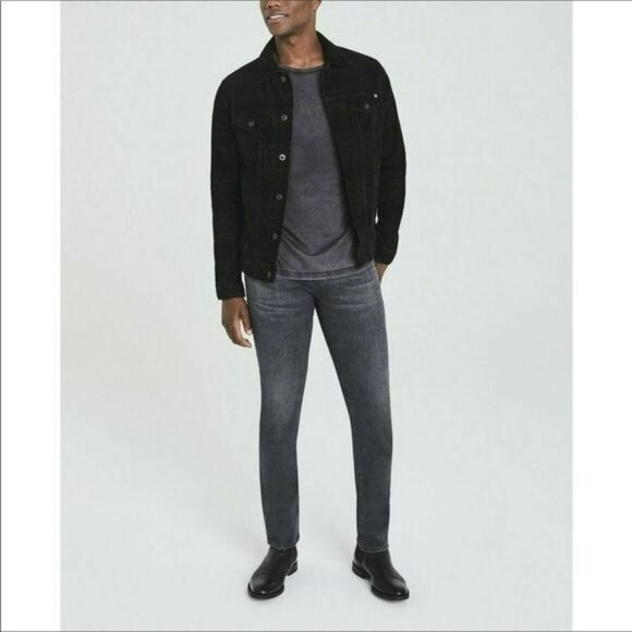 AG Adriano Goldschmied Mens Tellis Modern Slim Jeans Black Wash 33R - Picture 1 of 14